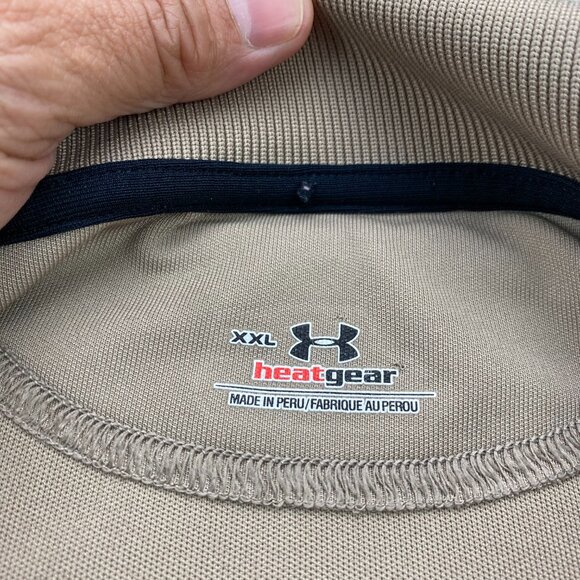 Under ARMOUR US Golf Shirt Heat Gear Men XXL Brown Black Activewear Golfer Golf - Picture 4 of 8